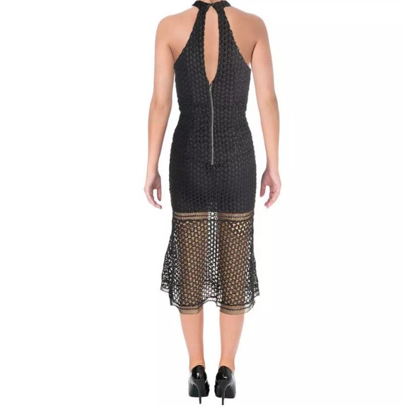 JARLO Crochet Mermaid Halter Sheath Cocktail Club Formal Midi Dress - Picture 3 of 13